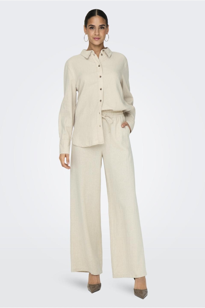 JDYSAY HW LINEN WIDE PANT WVN NOOS 15318361 Oatmeal/Melange